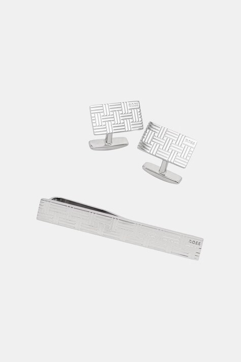 BOSS spinki do mankietów męskie B-TEXTUREDSET-TIE 50565251