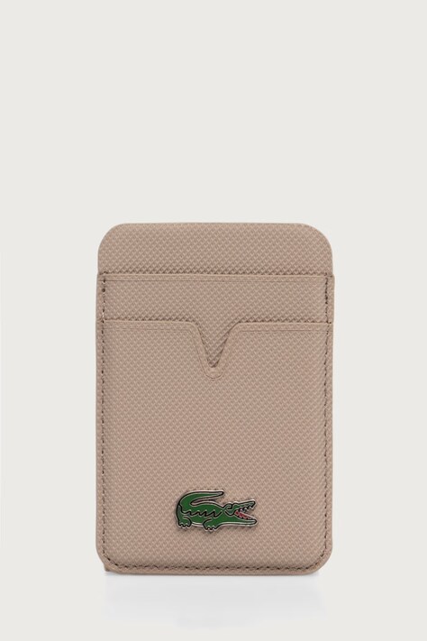 Lacoste Etui na karty z imitacji skóry beżowe LCWMSPLAT