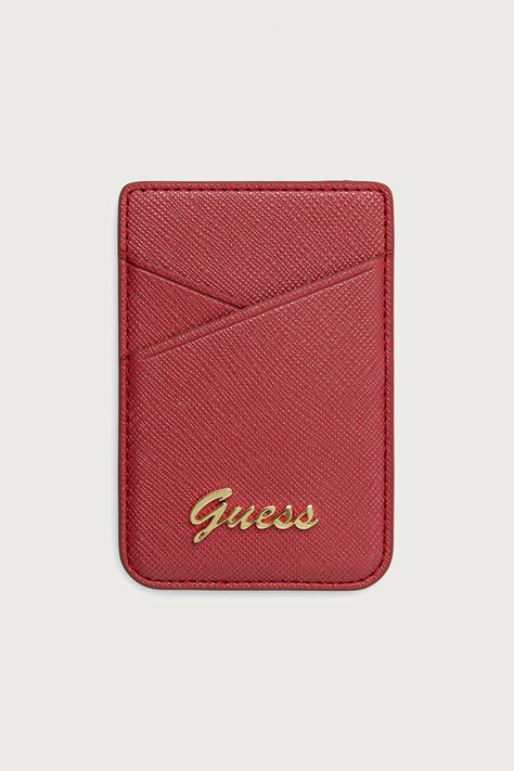 Guess Etui na karty z imitacji skóry czerwone GUWMSSASLRE