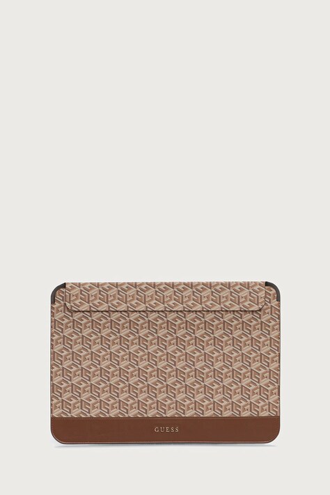Guess Pokrowiec na laptopa z imitacji skóry brązowy GUCS16HGCFSEW
