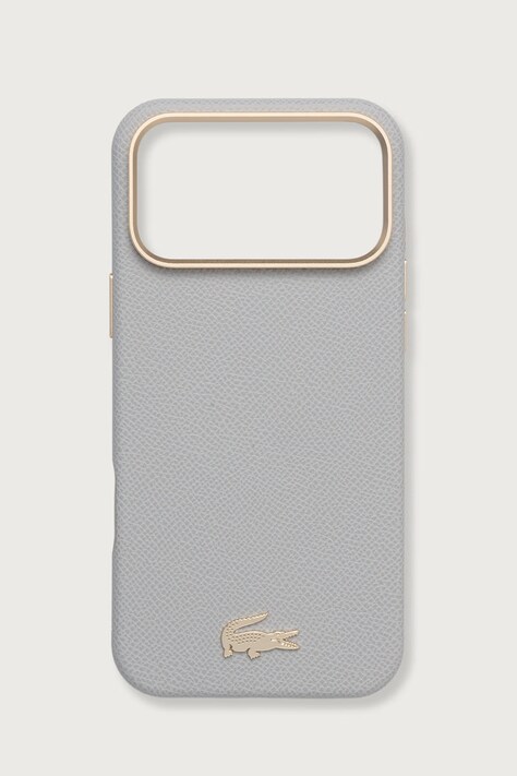 Lacoste Etui na telefon z imitacji skóry iPhone 17/18 Pro Max szare LCHMP18X6PSWCEG