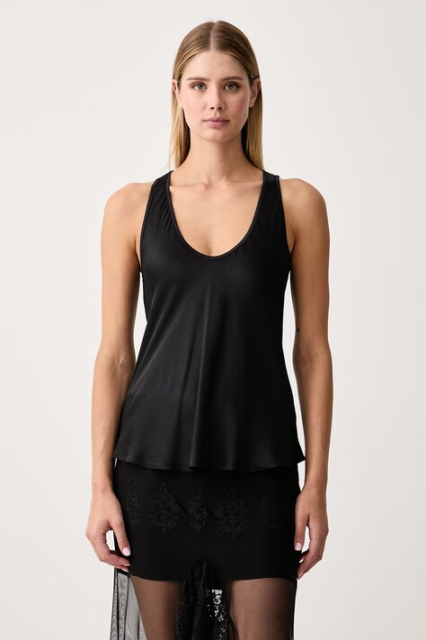 Haveone Top damski z wiskozą czarny gładki RWG.R001