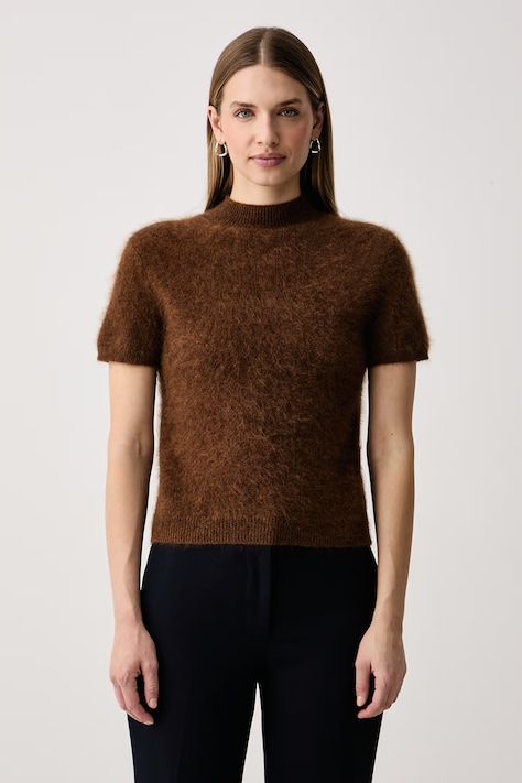 Joseph Ribkoff Sweter z krótkim rękawem damski wełniany brązowy 264966