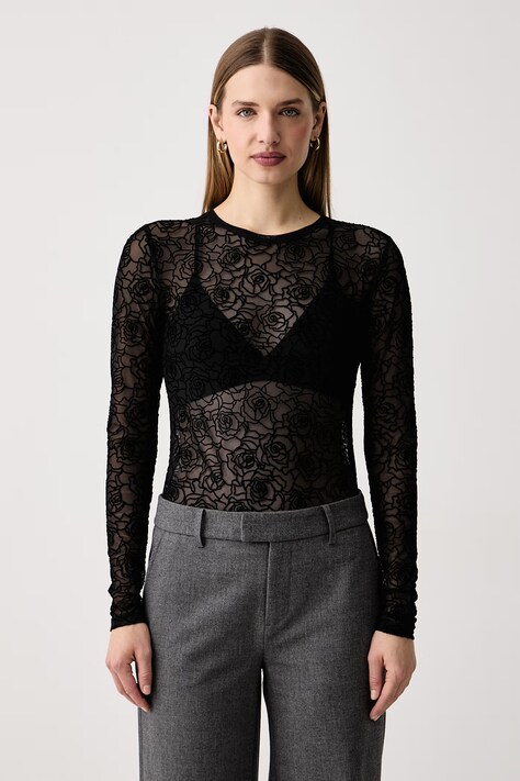Mos Mosh Bluzka damska Rose czarna w kwiaty 184290