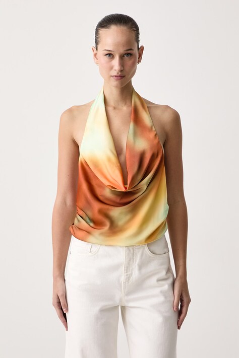 Bardot Bluzka halter damska żółta
