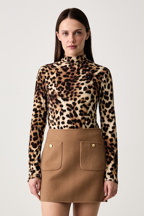 Lola Casademunt Longsleeve damski bawełniany z elastanem beżowy LF2615041