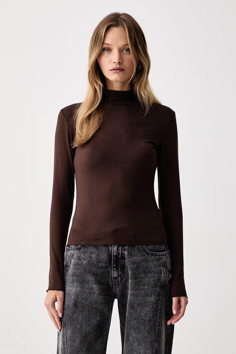 Le Privé Longsleeve damski EDITH TOP MARRON brązowy LP00836