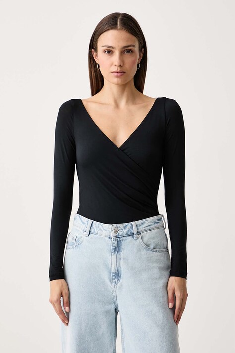 Le Privé Longsleeve damski z modalem MARIETTE TOP NOIR czarny LP00821