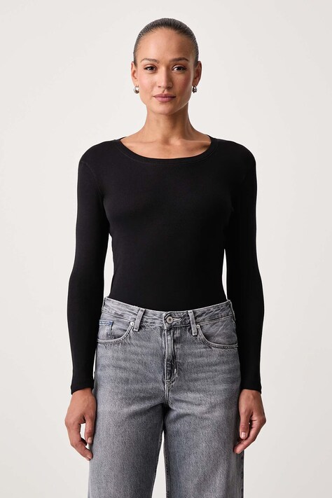 Mos Mosh Longsleeve damski z modalem czarny 180760