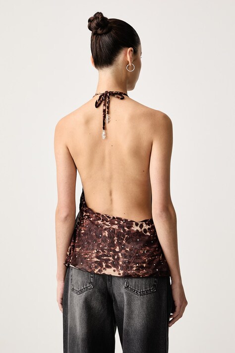 Juicy Couture блузка halter жіноча ABSTRACT ANIMAL MESH HALTER TOP — фото 3