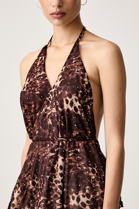 Juicy Couture блузка halter жіноча ABSTRACT ANIMAL MESH HALTER TOP — фото 4