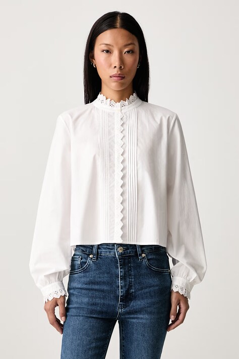 Frame THE KEEPSAKE PINTUCK BLOUSE camicia in cotone da donna bianca WE26WBL015