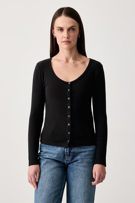 Levi's Kardigán dámsky bavlnený s elastanom AUSTEN BUTTON THROUGH LS čierny 0088R