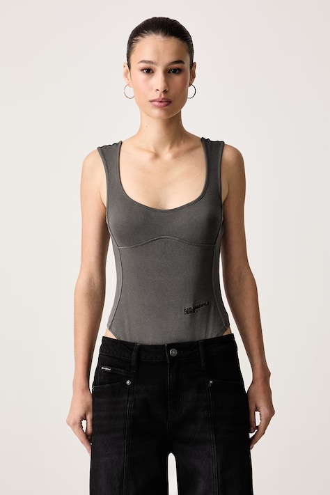 Karl Lagerfeld Jeans Tuta da donna in cotone con elastan grigia B4W17018