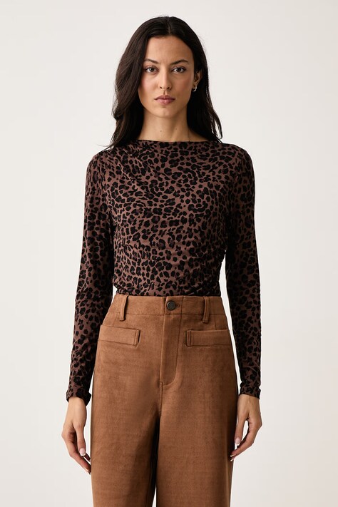 DKNY Longsleeve damski brązowy DJ6T1825