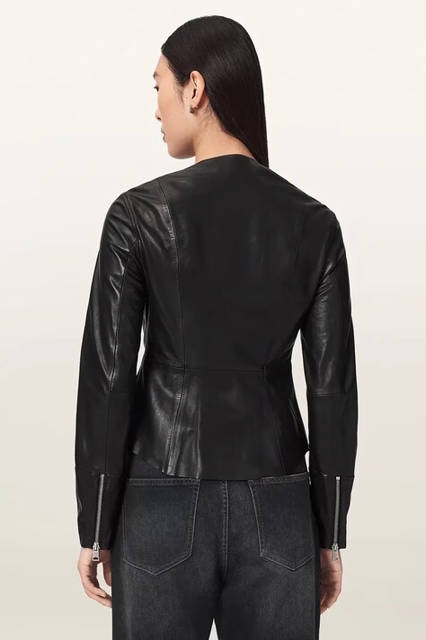 AllSaints сорочкова блузка жіноча шкіряна LUANA LEA SHIRT — AW26-BDDZK9, чорний — фото 2
