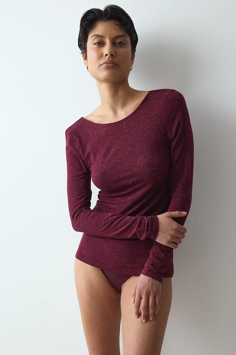 Triumph Longsleeve piżamowy damski z modalem bordowy 10229205