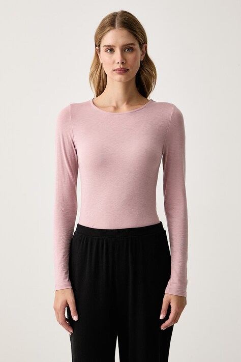 Triumph Longsleeve piżamowy damski z wełną różowy 10223179