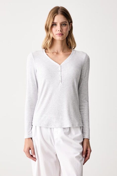 Triumph Longsleeve piżamowy damski z wiskozą szary 10225031