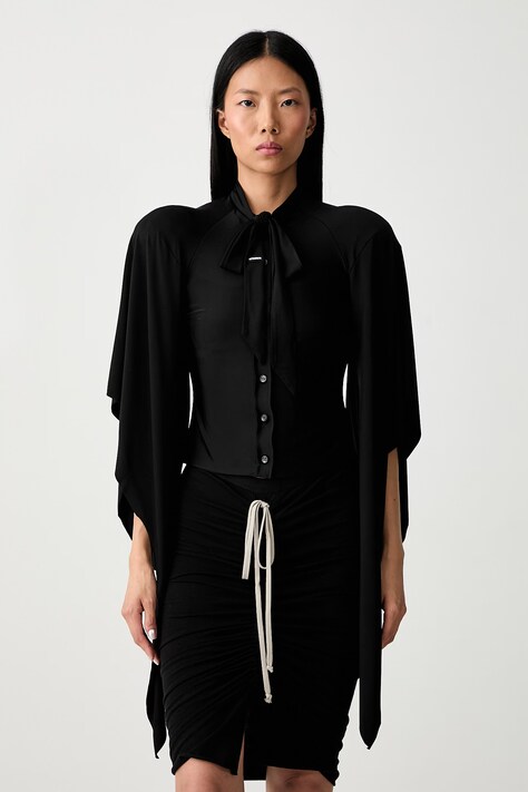 Vetements koszula z wiskozą damska czarna gładka WH27BL134B