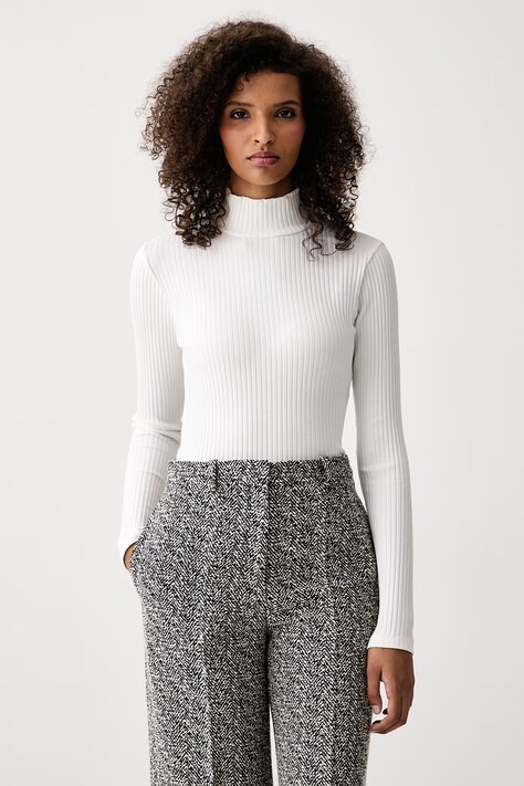 HUGO Longsleeve damski bawełniany z elastanem Driza_4 biały 50571245