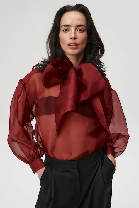 Undress Code Bluza za žene od svile Sweet Escape crvena bez uzorka 1355