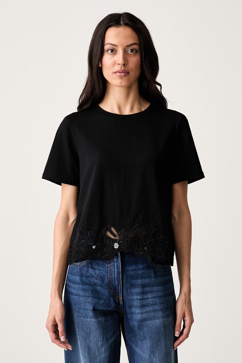 Morgan T-shirt damski bawełniany czarny DION