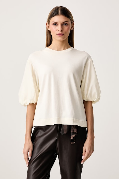 Sisley Μπλούζα γυναικεία με βαμβάκι μπεζ απλή 3HTCL109G