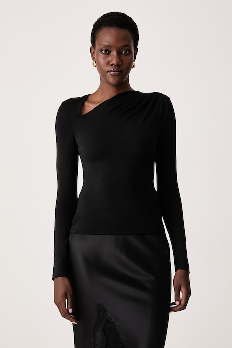 Sisley Longsleeve damski z lyocellem czarny 3UZXL109J