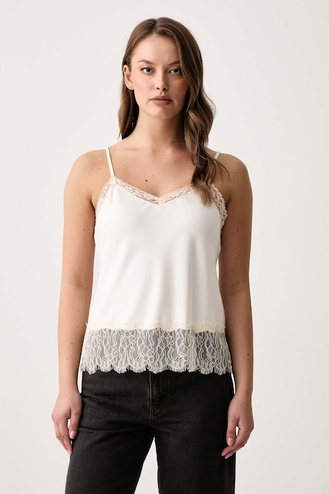Levi's Blúzka s ramienkami dámska LYNN CAMI béžová s čipkovanými detailmi 0088K