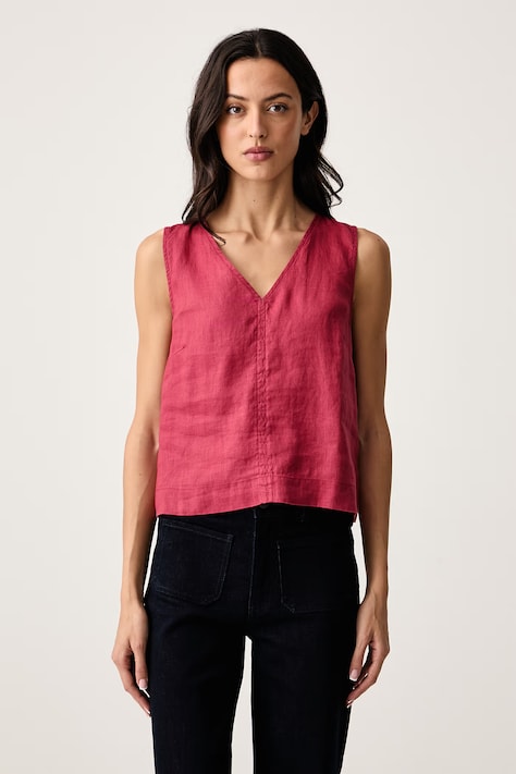 United Colors of Benetton Halenka dámská lněná červená hladká 5BMLDQ0DY