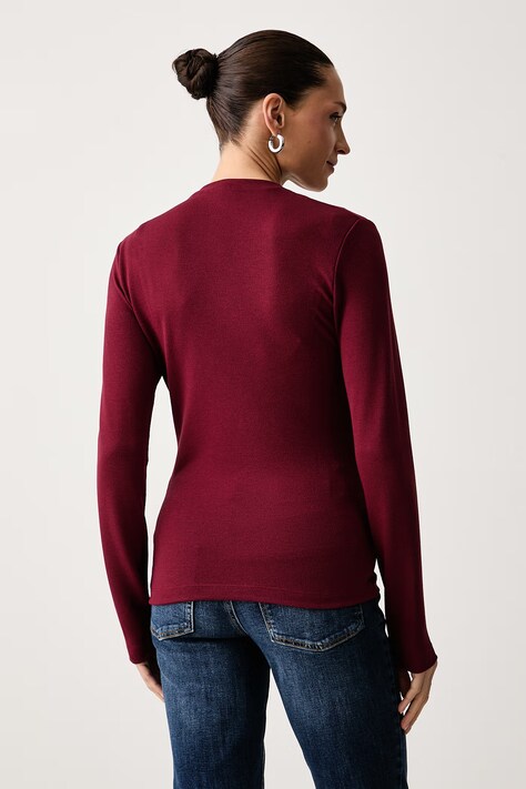 United Colors of Benetton Longsleeve damski z wiskozą bordowy 31NLD10DL