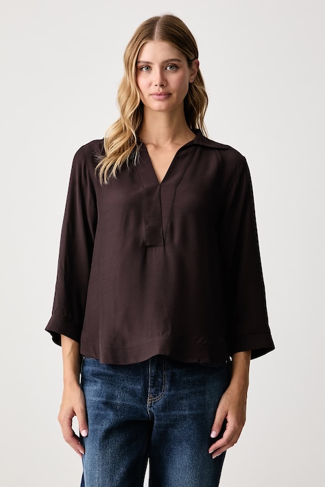 United Colors of Benetton Camicetta da donna in viscosa marrone liscia 5HFLDQ0F8