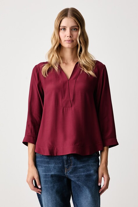 United Colors of Benetton Camicetta da donna in viscosa granata liscia 5HFLDQ0F8