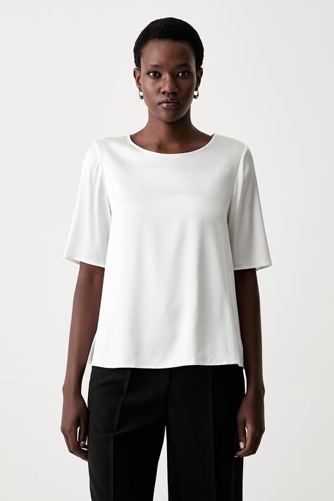 MM by Max Mara bluzka damska jedwabna MMLASTI biała gładka 2626116047600