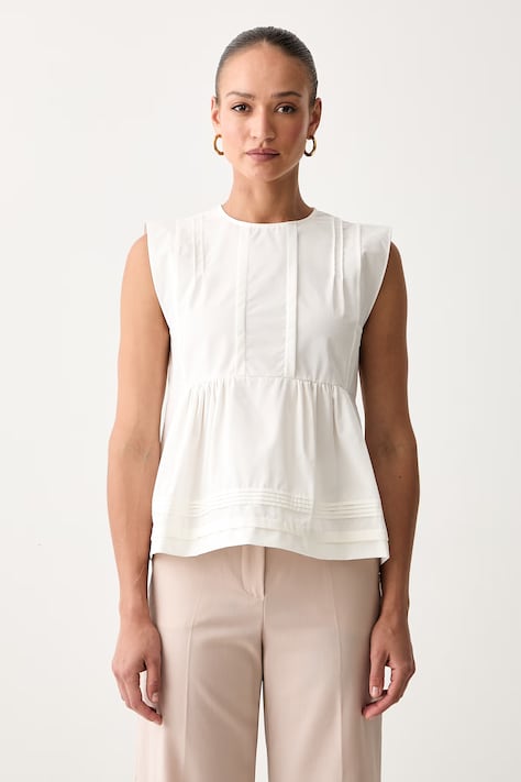 Weekend Max Mara bluzka damska bawełniana WKDVALLO beżowa gładka 2625166041600