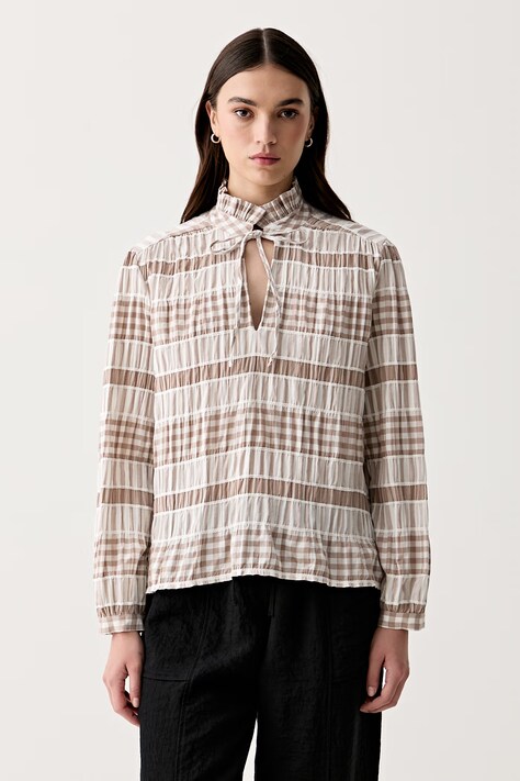Barbour body damskie bawełniane z elastanem Hinton beżowe w paski LSH1763