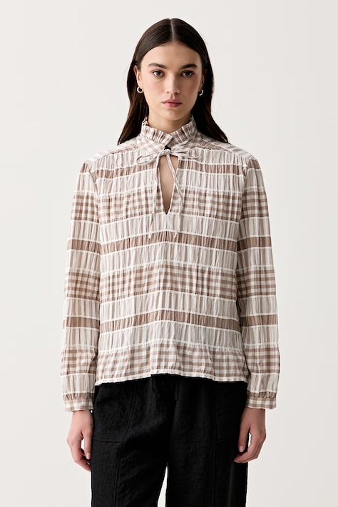 Barbour body damskie bawełniane z elastanem Hinton beżowe w paski LSH1763