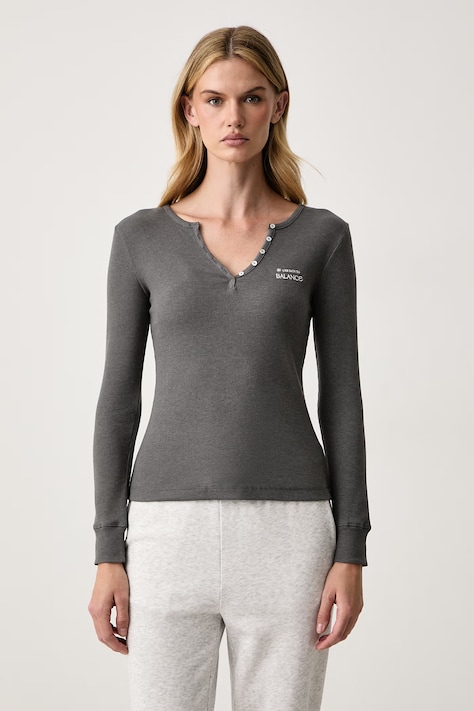 women'secret Longsleeve damski z bawełną szary 3274534