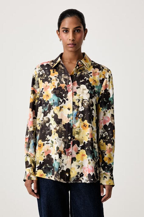 Stine Goya Koszula damska czarna w kwiaty SG-AW26-T302-2263