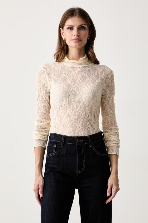 Twinset Bluza ženska čipkasta bež 262LI2NBB