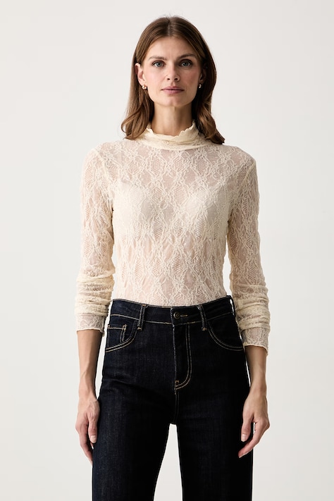 Twinset Bluza za žene s čipkom bež 262LI2NBB