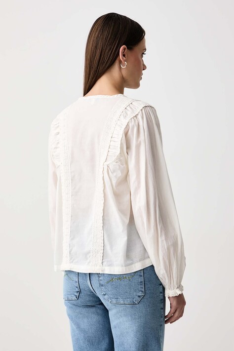 Hoss Intropia сорочка жіноча бавовняна — AW26-BDDZTL, бежевий — фото 3