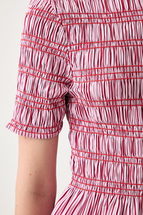 Tommy Hilfiger bluzka z falbanką damska z bawełną różowa WW0WW49886