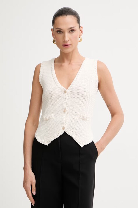 Morgan top damski bawełniany MGILET beżowy gładki MGILET