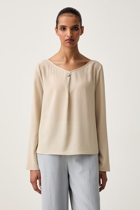 Calvin Klein blúzka dámska béžová hladká LV044G131G