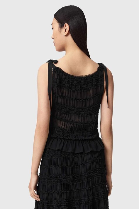 AllSaints Bluzka damska bawełniana LOTUS czarna gładka W096PE