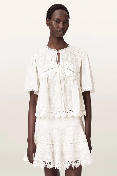 AllSaints bluzka damska bawełniana LILLITH biała gładka W047PE