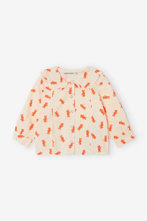 Bobo Choses Πουκαμίσα παιδική βαμβακερή Softpaw Monster ροζ με animal print B226AB049