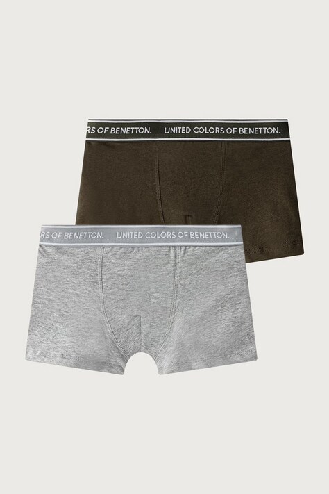 United Colors of Benetton Bokserki dopasowane dziecięce bawełniane z elastanem 2-pack szare 3G680X01V